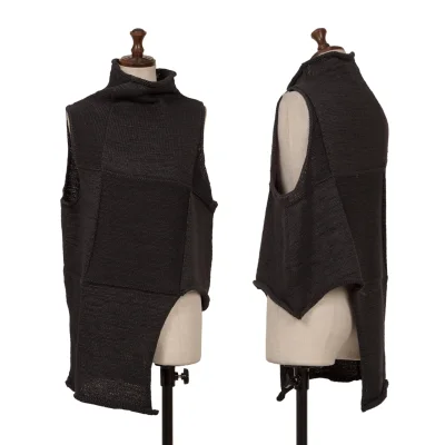 SENSOUNICO Nylon Asymmetrical Sleeveless Knit Top
