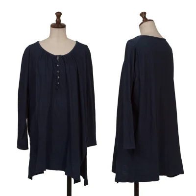 45rpm 45R Indigo Dyeing Henley Neck Top