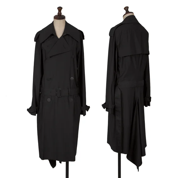 Jean Paul GAULTIER Stretch Poly Drape Hem Coat Black 40 K-160797_001