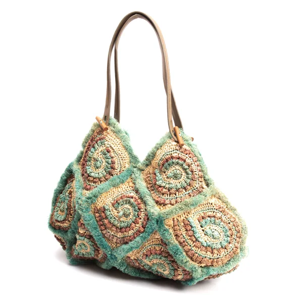 JAMIN PUECH Raffia Bag Beige,Green  K-160828_001