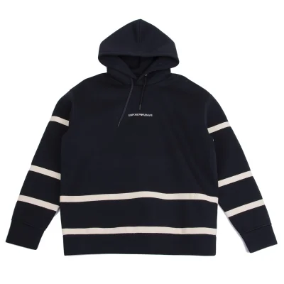 EMPORIO ARMANI Bonded Rayon Taping Line Logo Hoodie