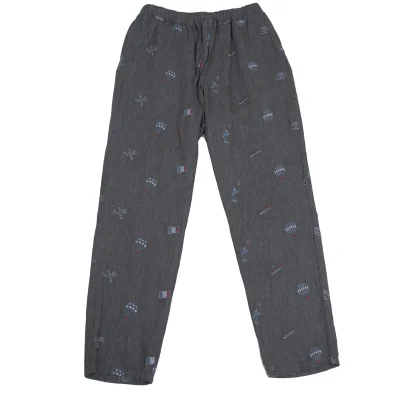 Mademoiselle NON NON Balloon Embroidery Cotton Linen Pants