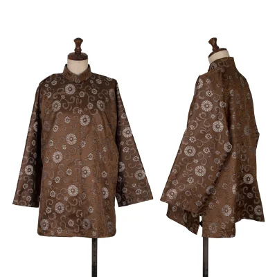 COMME des GARCONS Glitter Floral Jacquard Mao Collar Jacket
