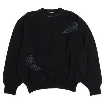 CELINE Paisley Embroidery Design Cable Knit Sweater
