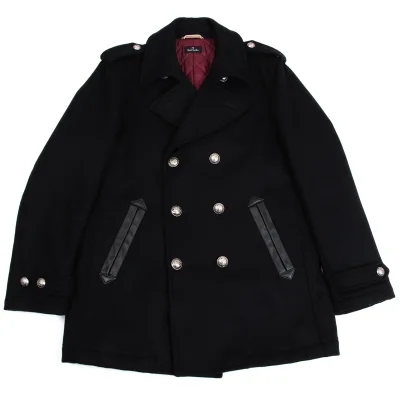Paul Smith PS Padded Quilt Lining Cashmere Blend Leather Pocket P Coat
