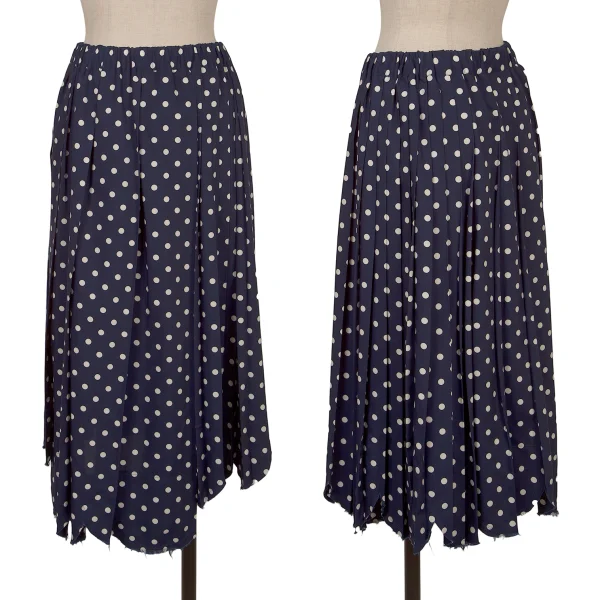 robe de chambre COMME des GARCONS Dot Round-hem Pleats Skirt Navy S-M K-160876_001