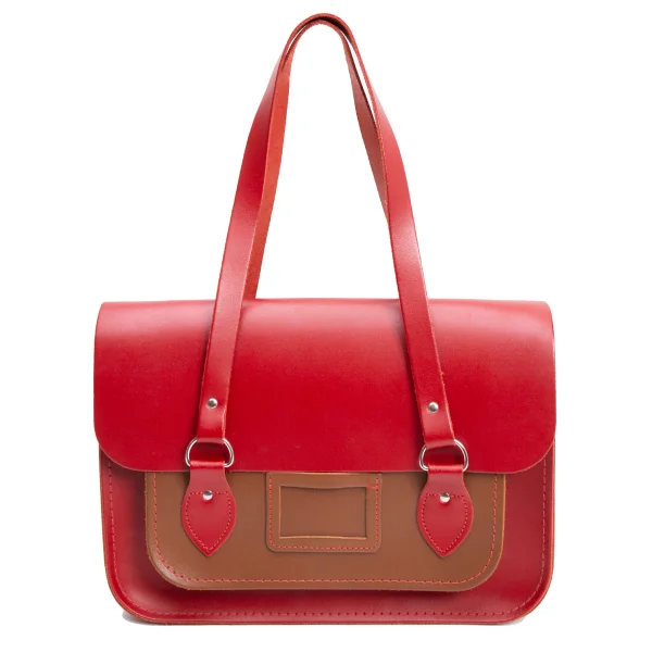 コムコム コムデギャルソン×ケンブリッジサッチェルCOMME des GARCONS×The Cambridge Satchel Company レザーフラップバッグ 赤茶