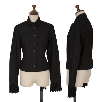 Paul Smith Cotton Sleeve Lace Switching Long Sleeve Blouse