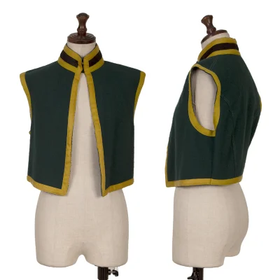 JUNIOR GAULTIER Brushed Wool Tape Switching Stand Collar Vest