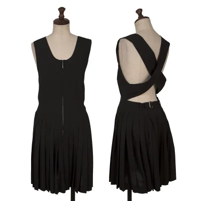 JUNIOR GAULTIER Wool Back Cross Pleated Zip-up Tunic