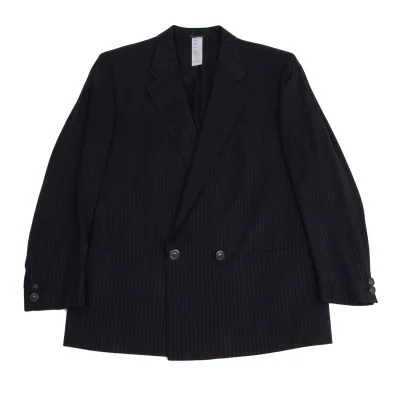 GIANNI VERSACE Wool Silk Striped Double Jacket