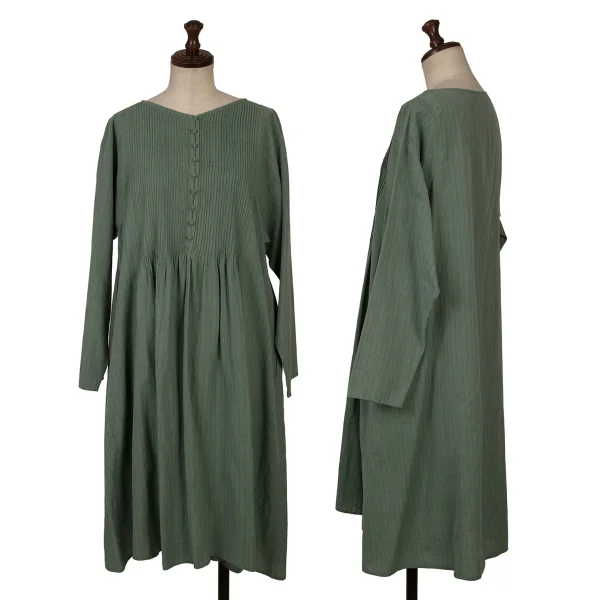 JURGEN LEHL Stripe Pin Pleated Pullover Tunic Green M K-160936_001