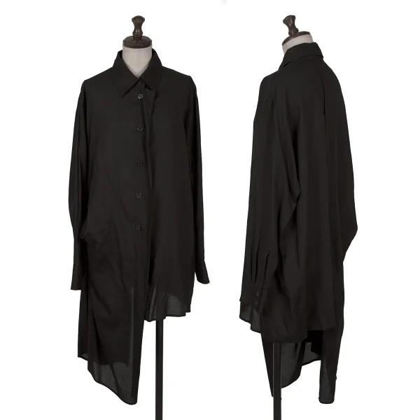 Yohji Yamamoto FEMME Draped Asymmetry Shirt Black 1 K-160942_001