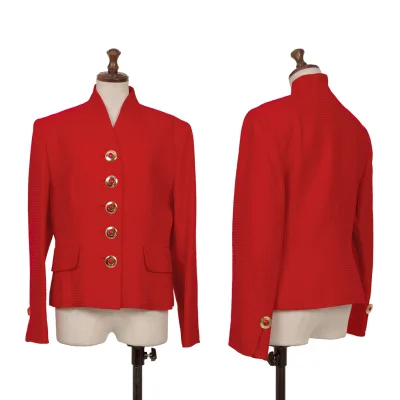 Christian Dior Silk Wool Metal Button No Collar Jacket