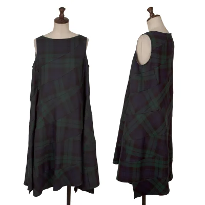 tricot COMME des GARCONS Wool Switching Sleeveless Check Dress
