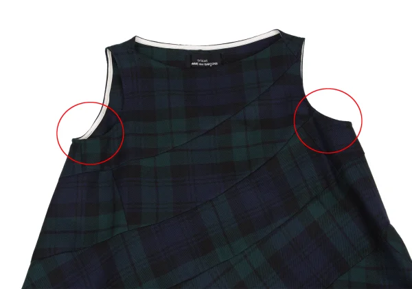 tricot COMME des GARCONS Wool Switching Sleeveless Check Dress K-160976_003
