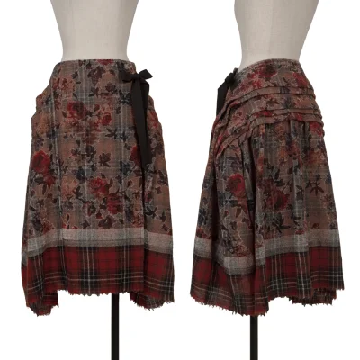 tricot COMME des GARCONS Rayon Floral Check Pile Wrap Skirt