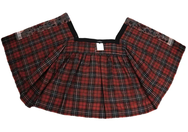 tricot COMME des GARCONS Rayon Floral Check Pile Wrap Skirt K-160982_009