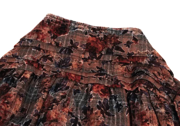 tricot COMME des GARCONS Rayon Floral Check Pile Wrap Skirt K-160982_011