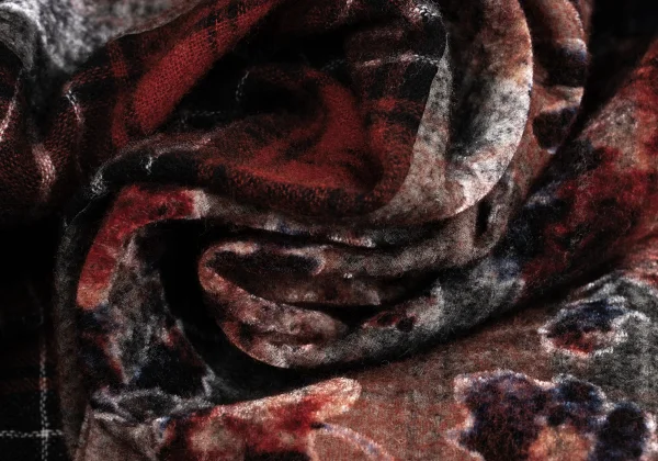 tricot COMME des GARCONS Rayon Floral Check Pile Wrap Skirt K-160982_013