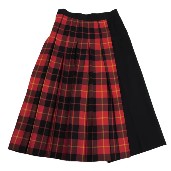 JUNYA WATANABE COMME des GARCONS Wool Gaba Check Pleats Switching Wide Pants K-160991_002