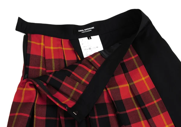 JUNYA WATANABE COMME des GARCONS Wool Gaba Check Pleats Switching Wide Pants K-160991_004