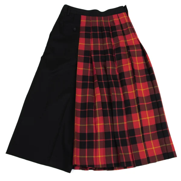 JUNYA WATANABE COMME des GARCONS Wool Gaba Check Pleats Switching Wide Pants K-160991_009