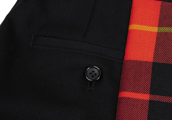 JUNYA WATANABE COMME des GARCONS Wool Gaba Check Pleats Switching Wide Pants K-160991_010