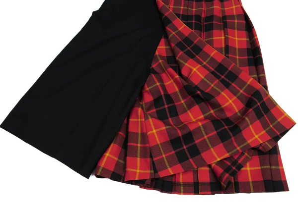 JUNYA WATANABE COMME des GARCONS Wool Gaba Check Pleats Switching Wide Pants K-160991_011