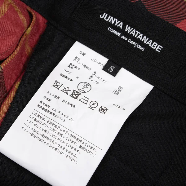 JUNYA WATANABE COMME des GARCONS Wool Gaba Check Pleats Switching Wide Pants K-160991_014