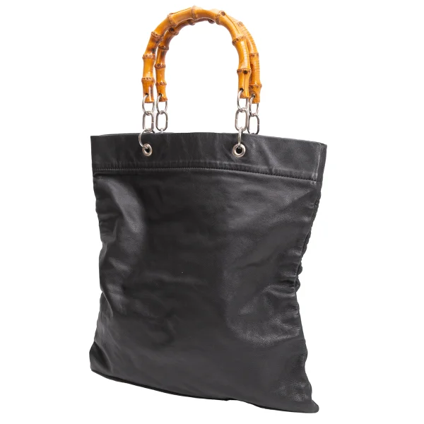 COMME des GARCONS Bamboo Handle Leather Tote Bag Black  K-160999_001