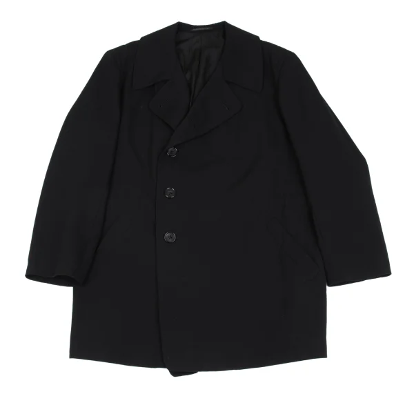 Yohji Yamamoto POUR HOMME Wool Gaba Double Long Jacket Black M K-161004_001