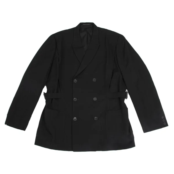 ヨウジヤマモト プールオムYohji Yamamoto POUR HOMME ウールギャバベルテッドタックジャケット 黒M
