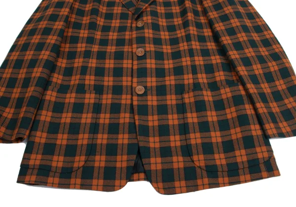 Yohji Yamamoto POUR HOMME Wood Button Check Jacket K-161006_007