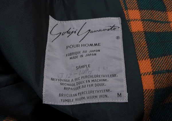 Yohji Yamamoto POUR HOMME Wood Button Check Jacket K-161006_018