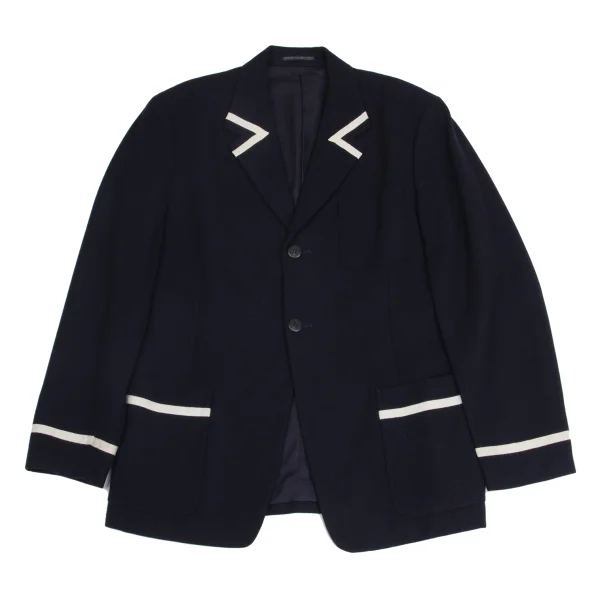 ヨウジヤマモト プールオムYohji Yamamoto POUR HOMME テーピングウールジャケット 紺M