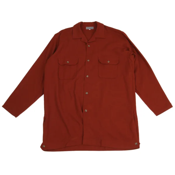 ヨウジヤマモト プールオムYohji Yamamoto POUR HOMME フランネルオープンカラーシャツ オレンジL位