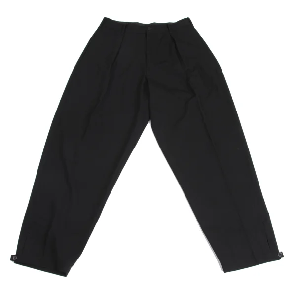 Yohji Yamamoto POUR HOMME Wool Gaba Hem Button Tuck Tapered Pants Black L K-161020_001