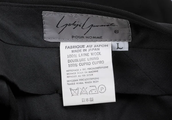 Yohji Yamamoto POUR HOMME Wool Gaba Hem Button Tuck Tapered Pants K-161020_015