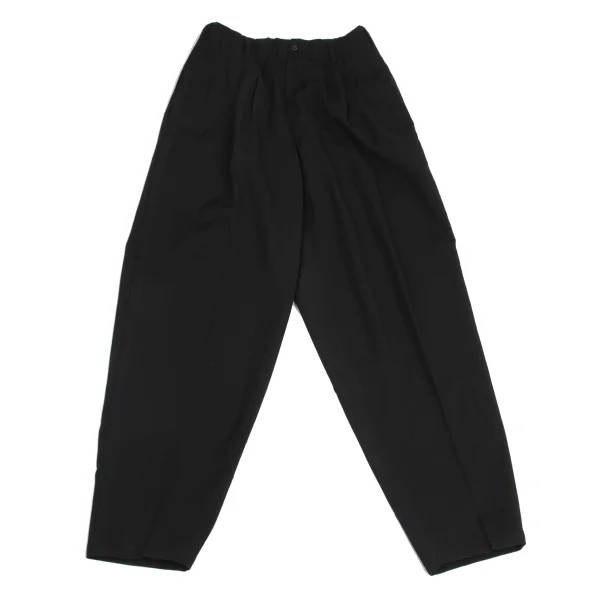 ヨウジヤマモト プールオムYohji Yamamoto POUR HOMME ウールギャバ側章タックパンツ 黒S