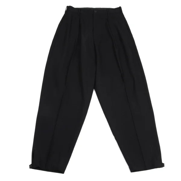 ヨウジヤマモト プールオムYohji Yamamoto POUR HOMME ウールギャバ裾ベルトタックパンツ 黒S