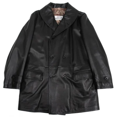 GIANNI VERSACE Fur Lining Leather Harf Coat