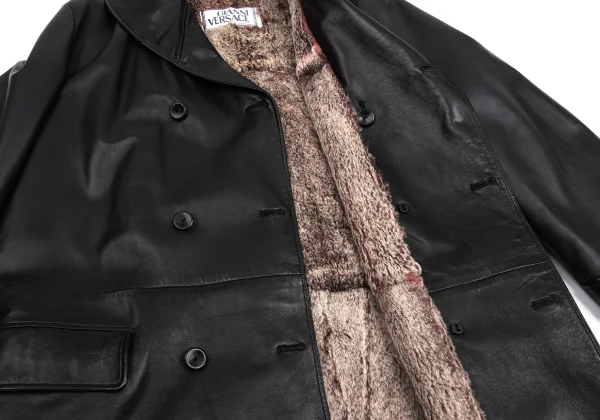 GIANNI VERSACE Fur Lining Leather Harf Coat K-161039_014