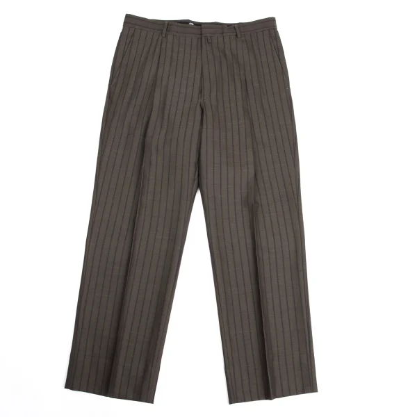 VERSACE Tuck Stripe Pants Brown M-L K-161048_001