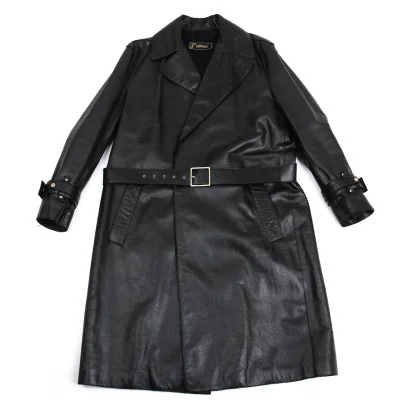 VERSACE Belted Leather Coat