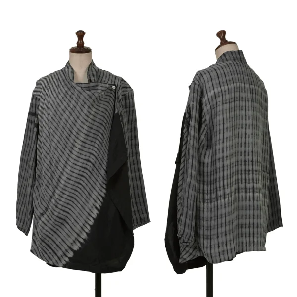 ISSEY MIYAKE HaaT Dyed Cupra Wrap Blouse Grey,Black 2 K-161060_001