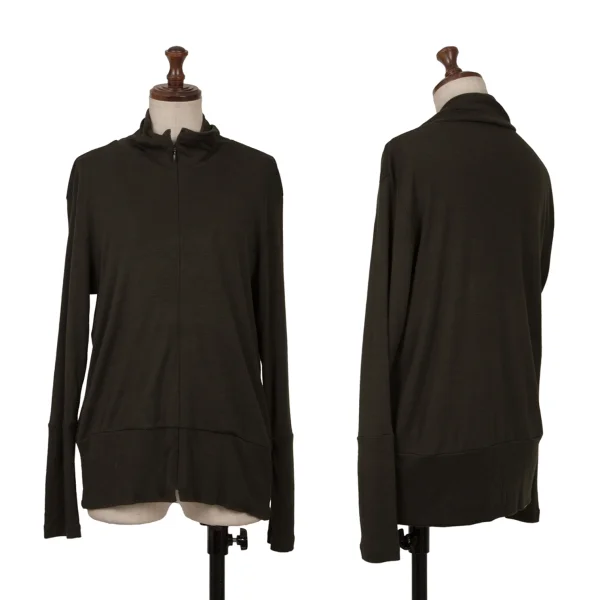 ISSEY MIYAKE HaaT Cashmere Blend Zip Cardigan Brown 2 K-161064_001