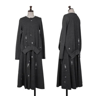 Yohji Yamamoto FEMME Block Design Wool Knit Cardigan & Skirt