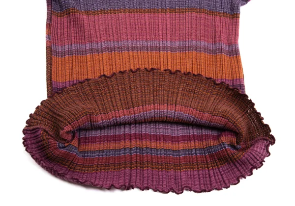 JURGEN LEHL Pleated Stripe Jacquard Short Sleeve Knit Top K-161075_007