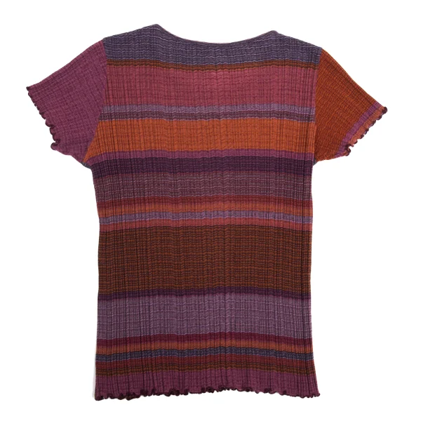 JURGEN LEHL Pleated Stripe Jacquard Short Sleeve Knit Top K-161075_008